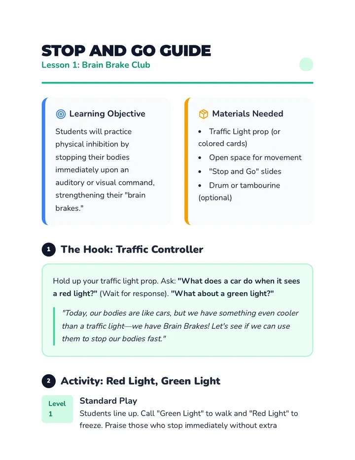 Stop and Go Teacher Guide
