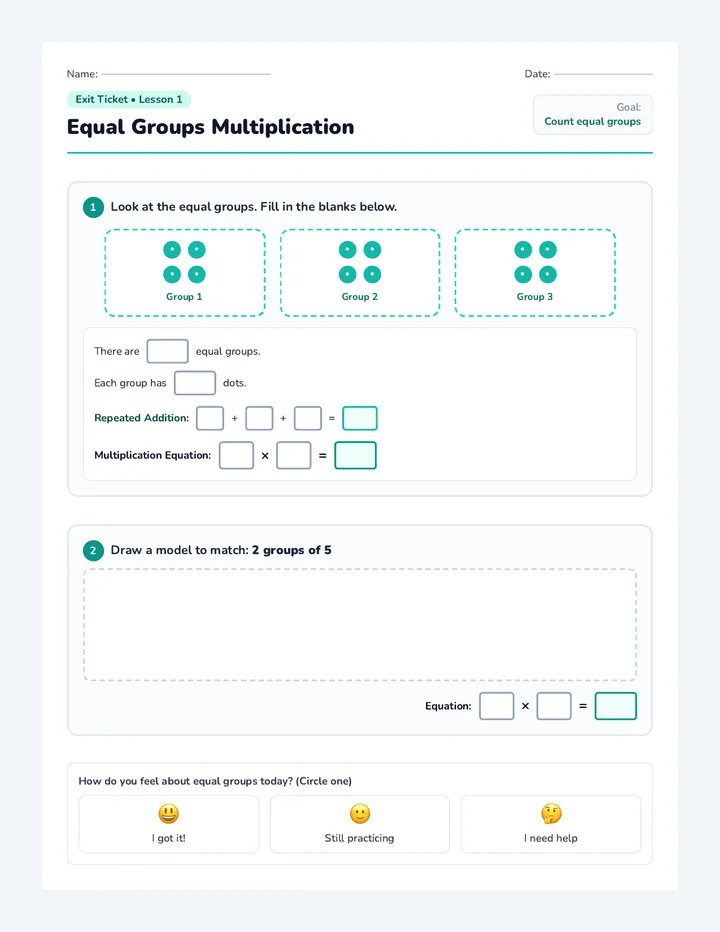 Equal Groups Exit Ticket