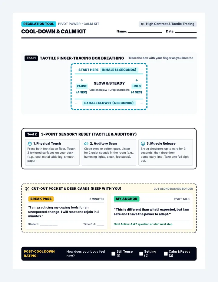 Cool Down Calm Kit Worksheet