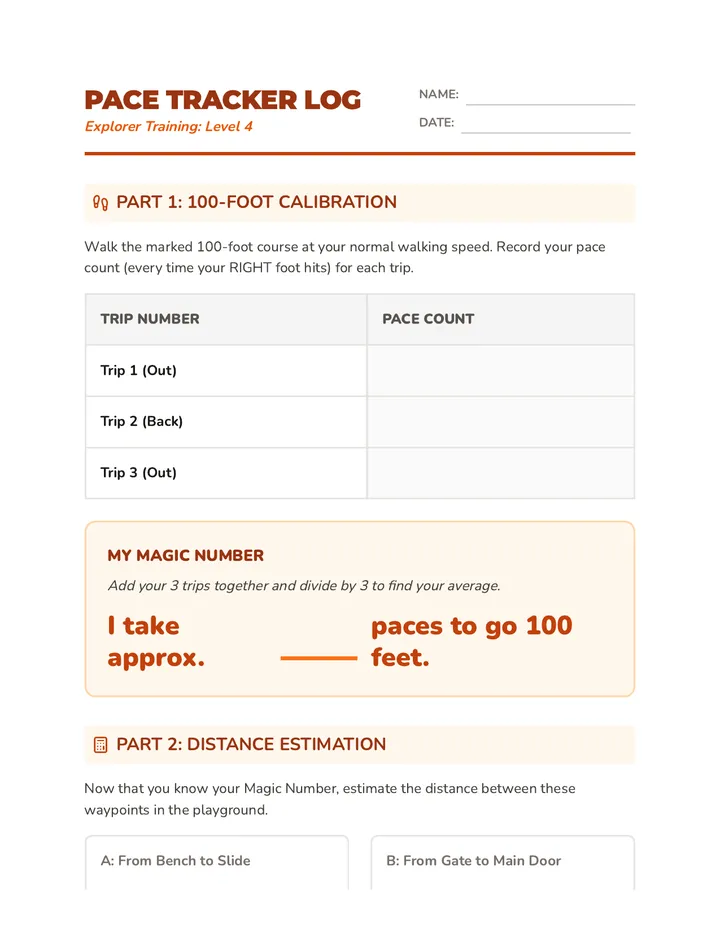 Pace Count Log Worksheet