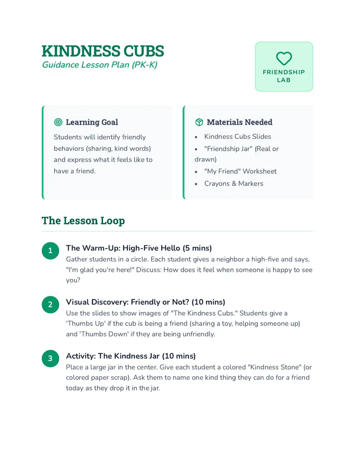 Kindness Cubs Teacher Guide