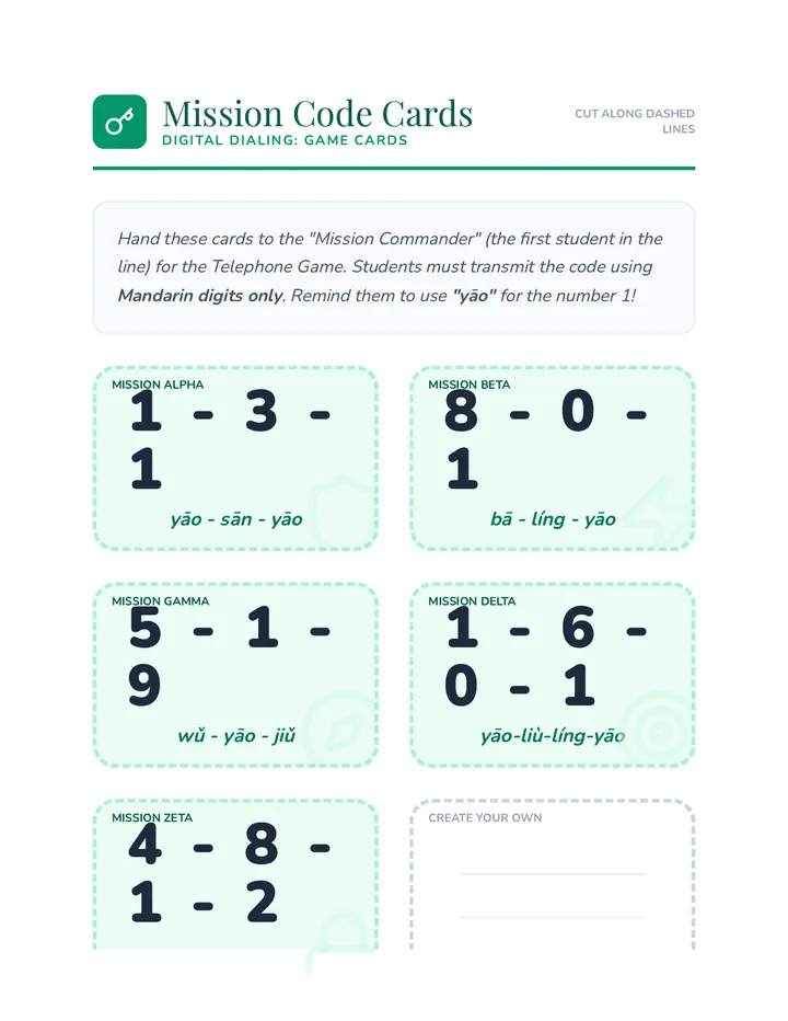Mission Code Cards