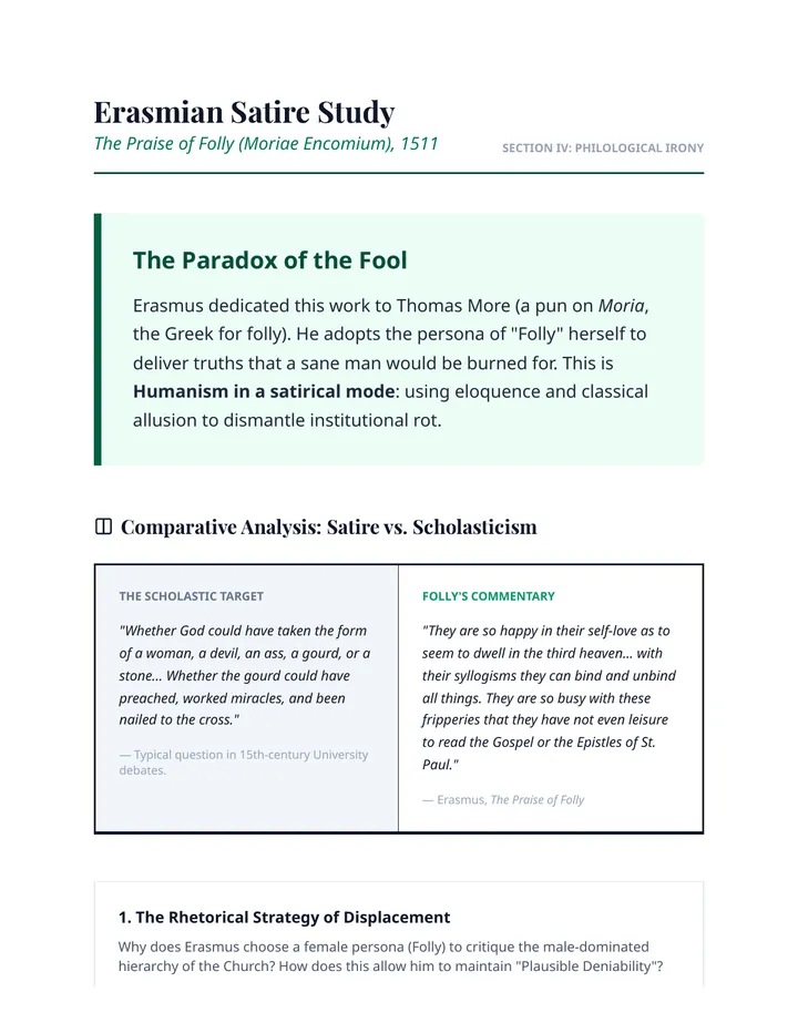 Erasmian Satire Study