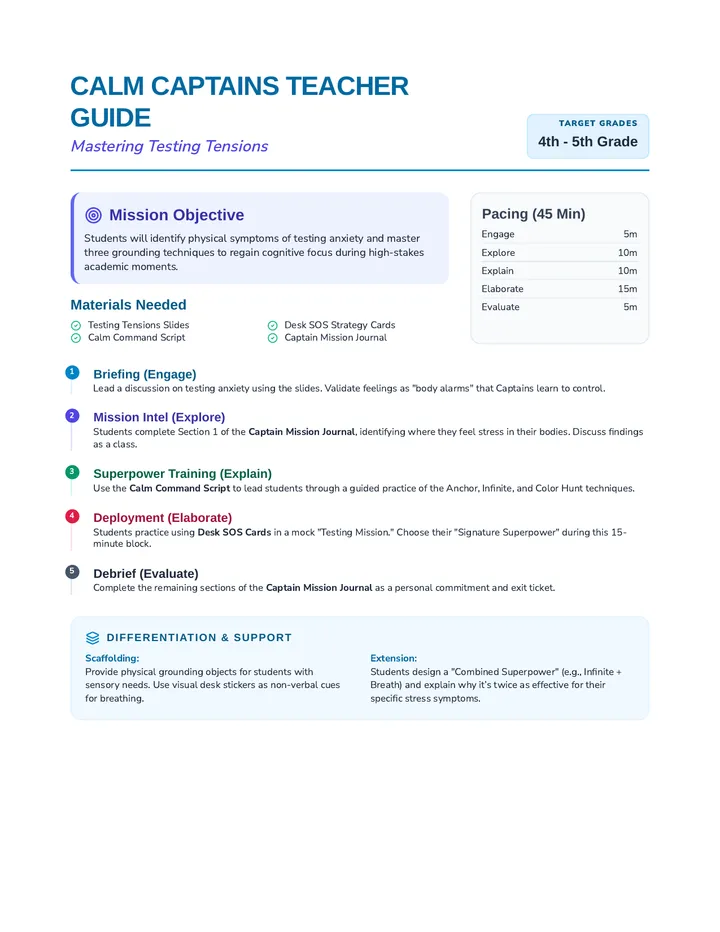 Calm Captains Teacher Guide