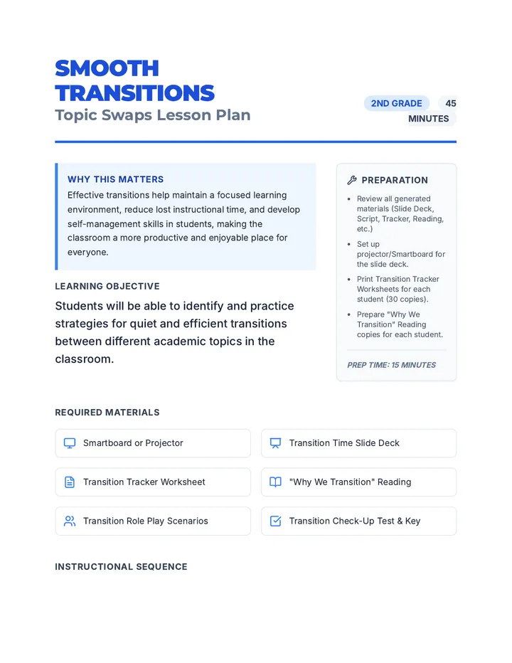Topic Swaps Lesson Plan