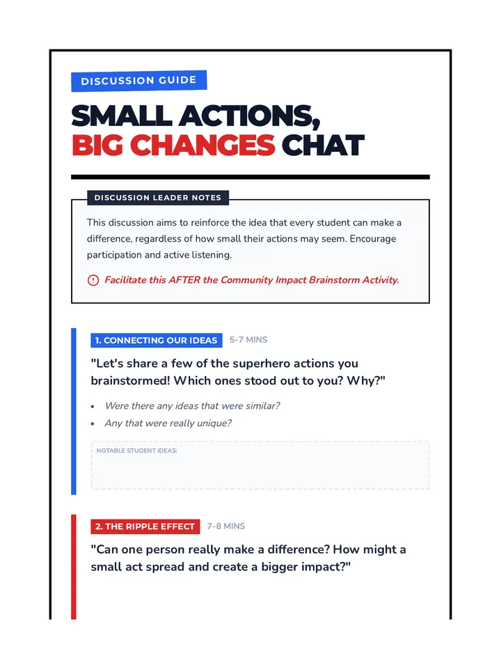 Small Actions Big Changes Chat Discussion Guide