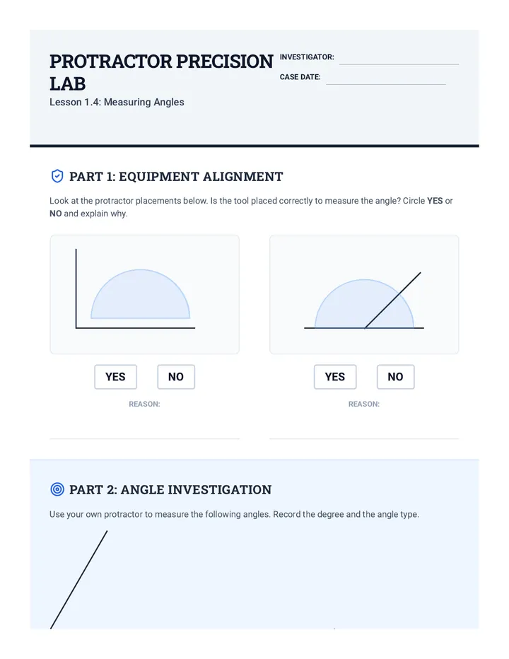 Protractor Practice Worksheet