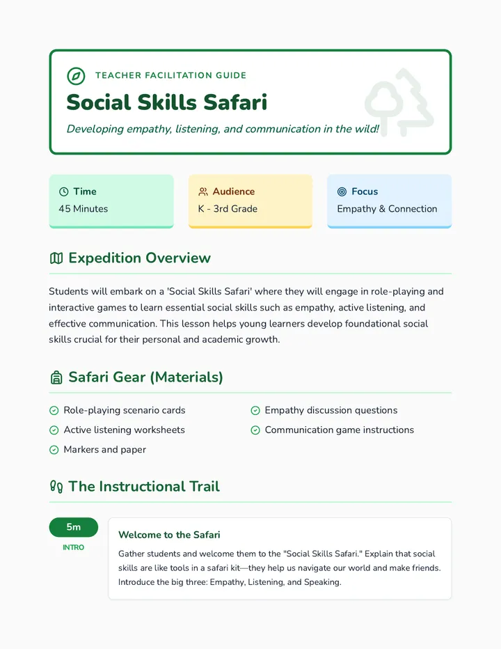 Safari Lesson Plan