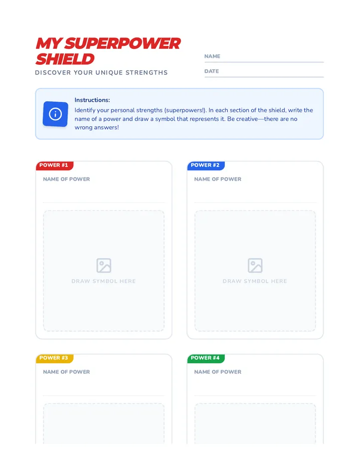 Superpower Shield Worksheet