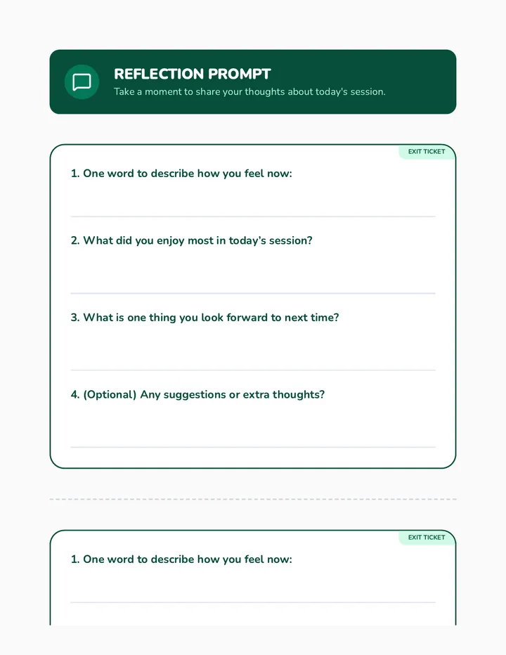 Reflection Prompt Sheet