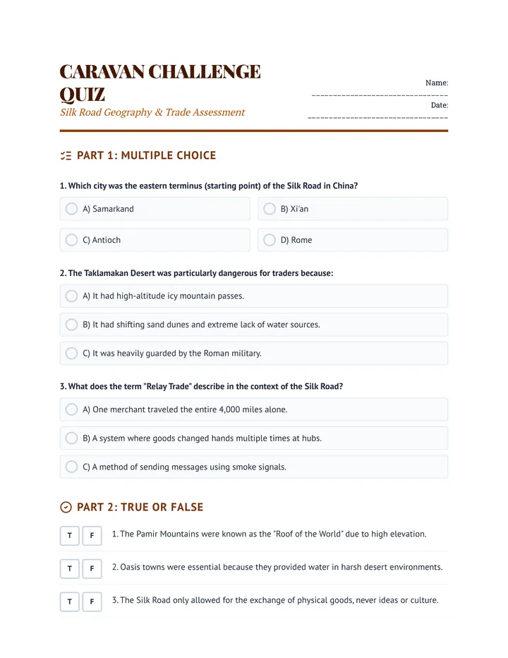 Caravan Challenge Quiz