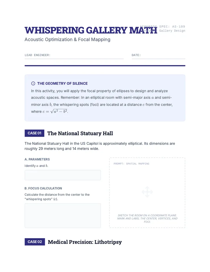Whispering Gallery Math Worksheet