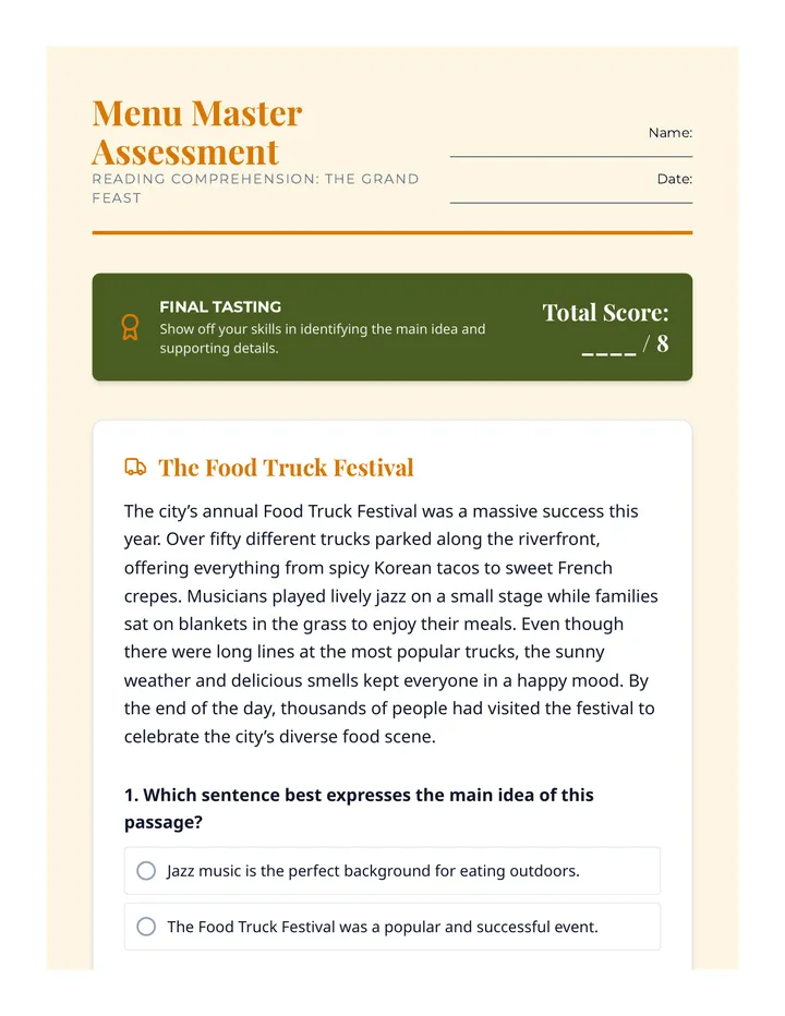 Menu Master Assessment