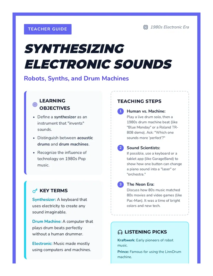 Synth Sounds Teacher Guide