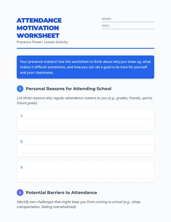 Presence Power Motivation Worksheet