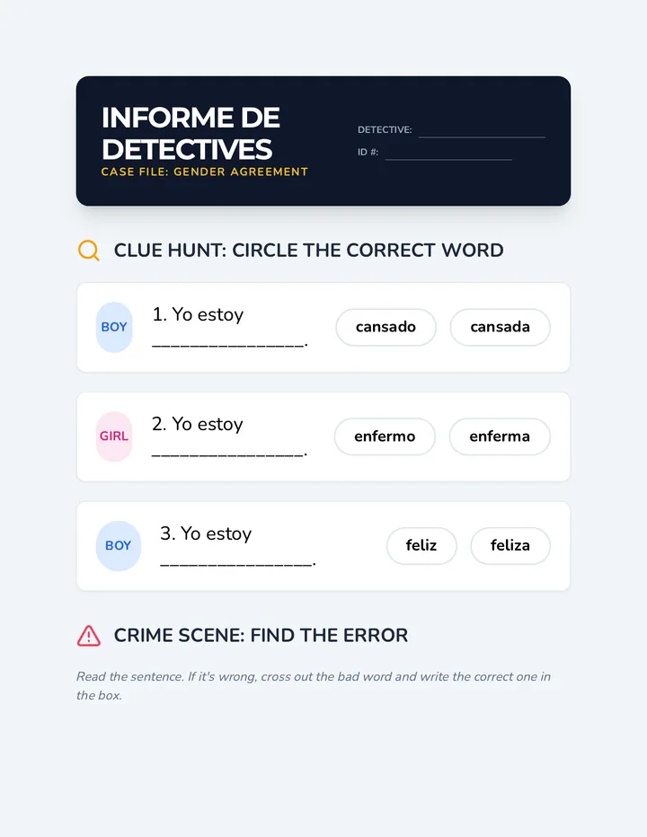 Grammar Detectives Worksheet