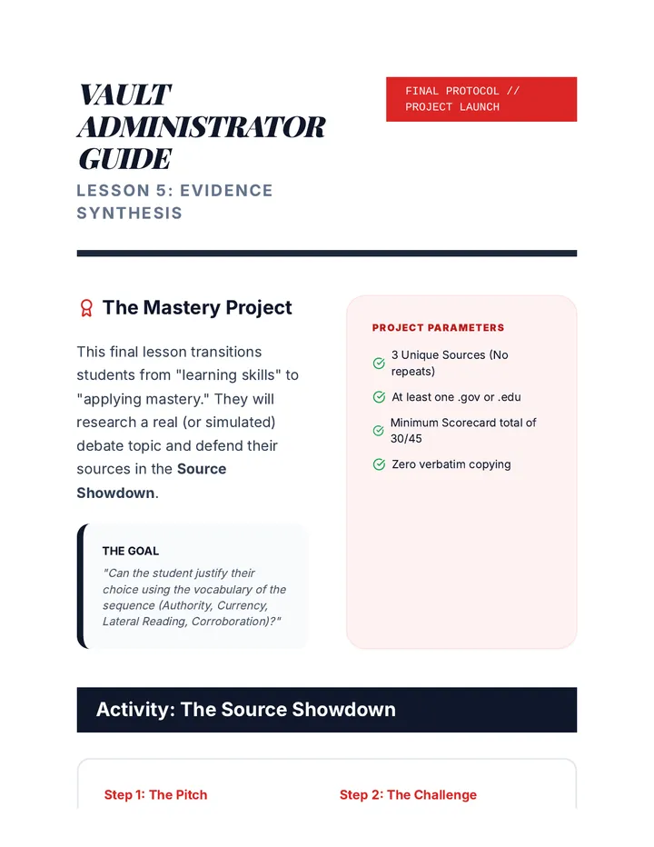 Evidence Vault Teacher Guide