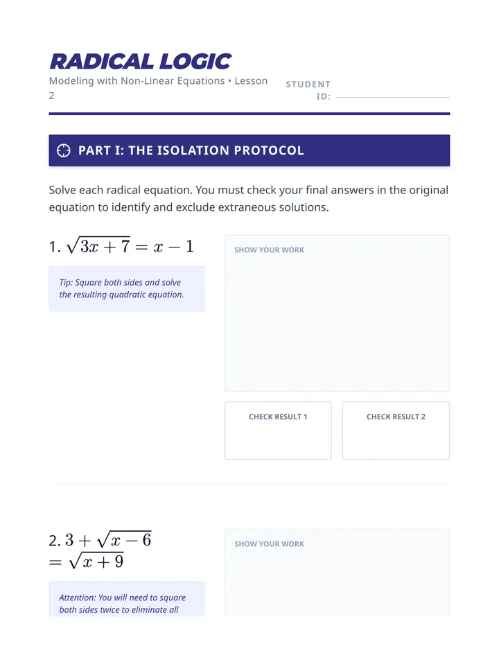 Radical Logic Worksheet