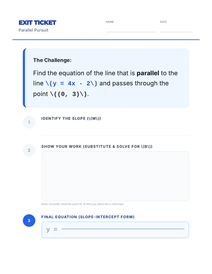 Parallel Pursuit Exit Ticket