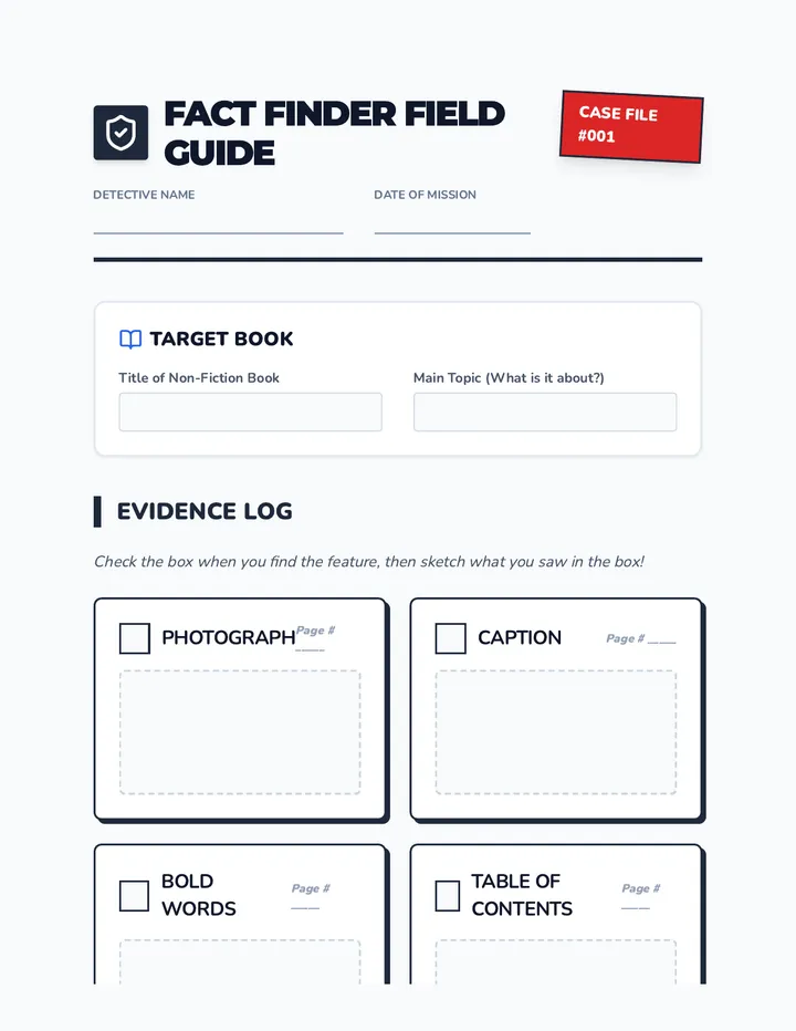Fact Finder Field Guide Worksheet