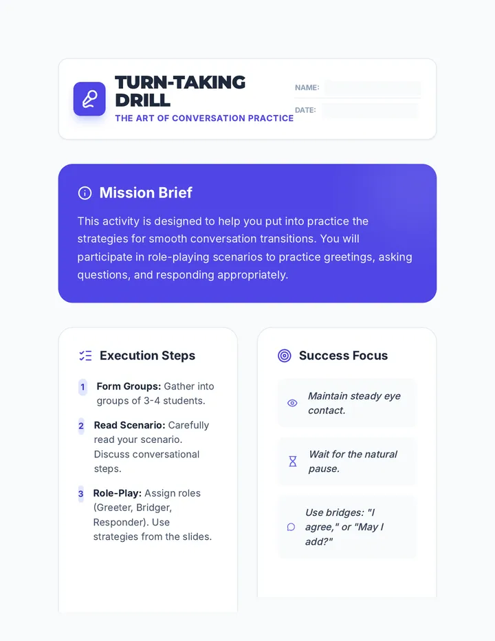Turn Taking Drill Activity