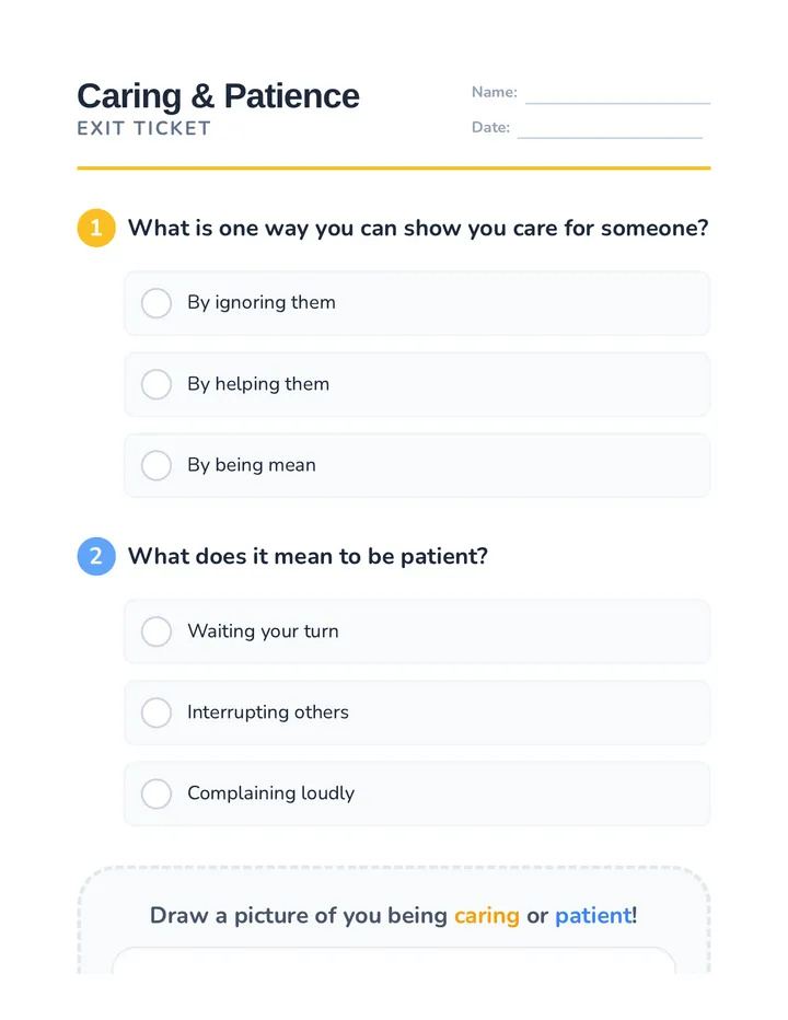 Caring Reflection Exit Ticket