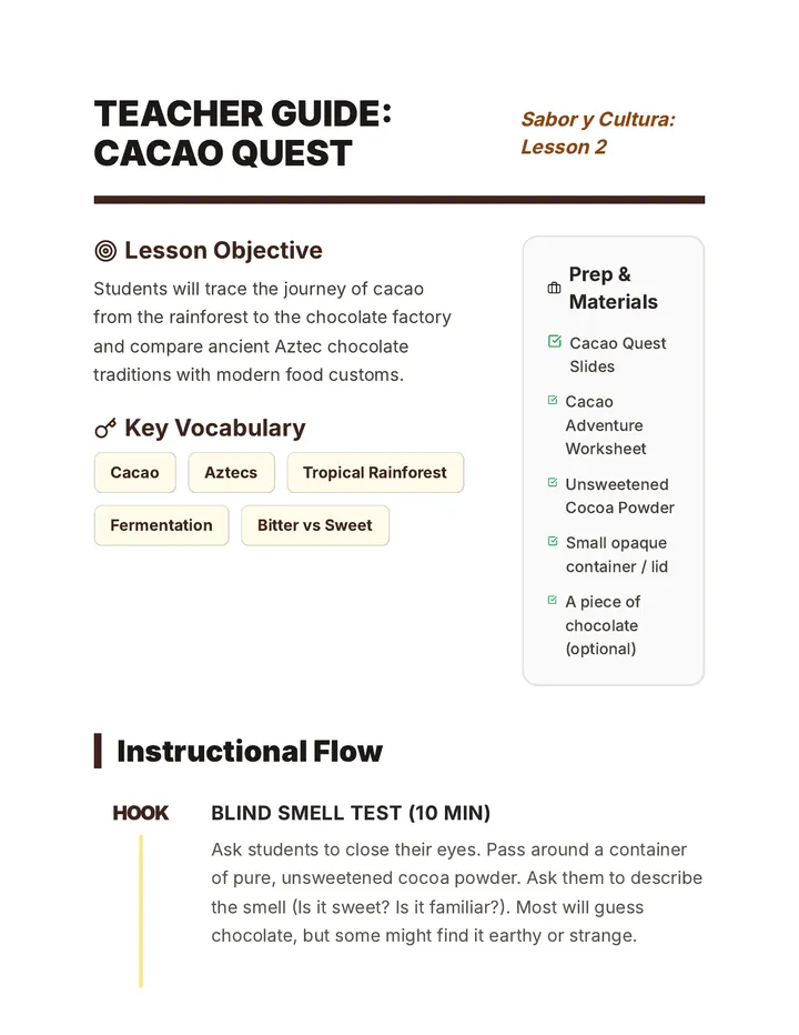 Cacao Quest Teacher Guide