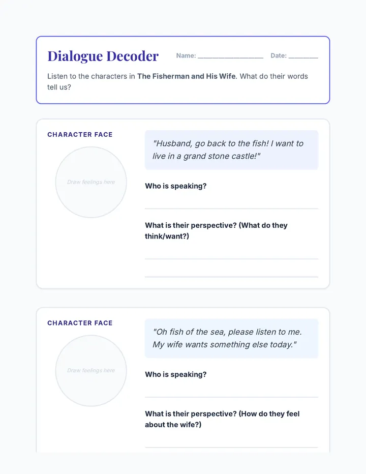 Dialogue Decoder Worksheet