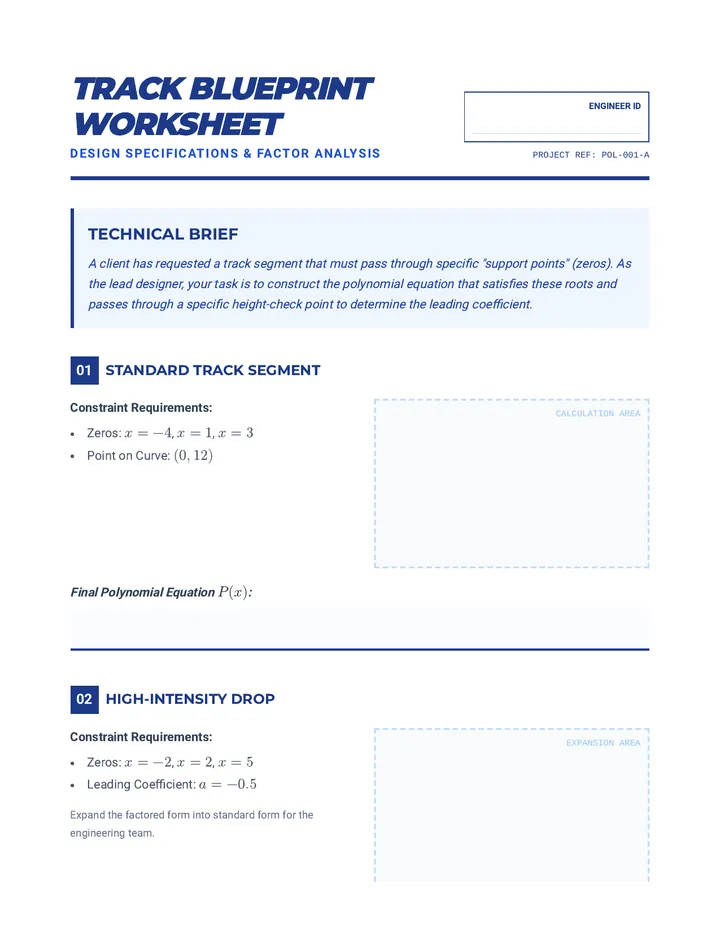 Track Blueprint Worksheet