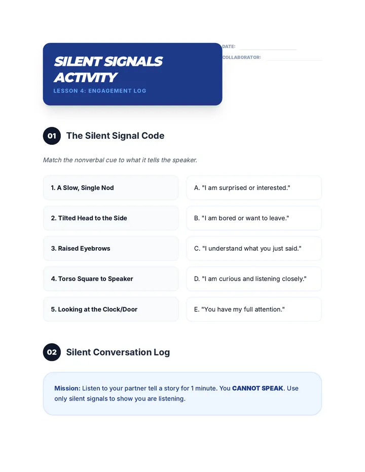 Silent Signals Worksheet