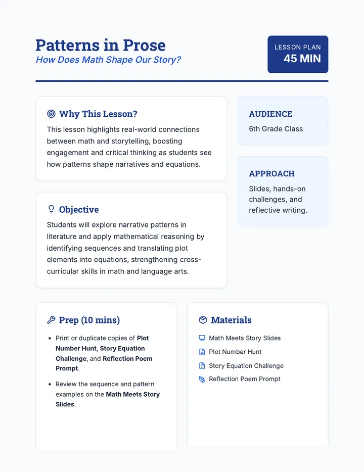 Patterns in Prose Lesson Plan
