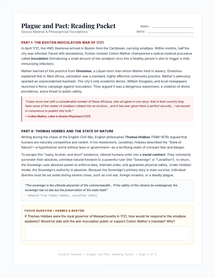 Plague and Pact Reading Packet