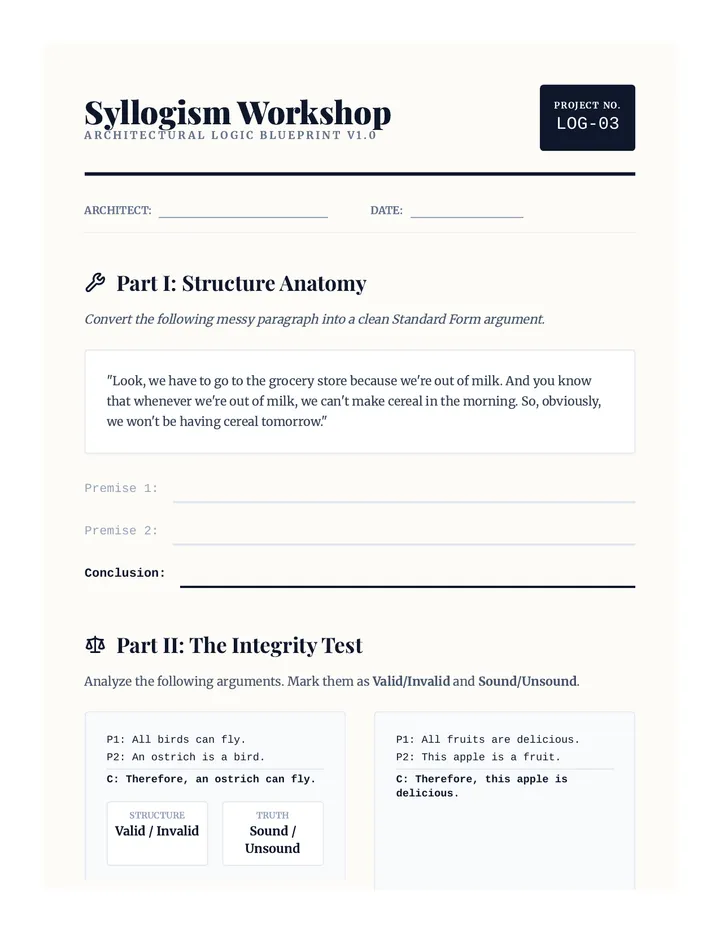 Syllogism Workshop Sheet