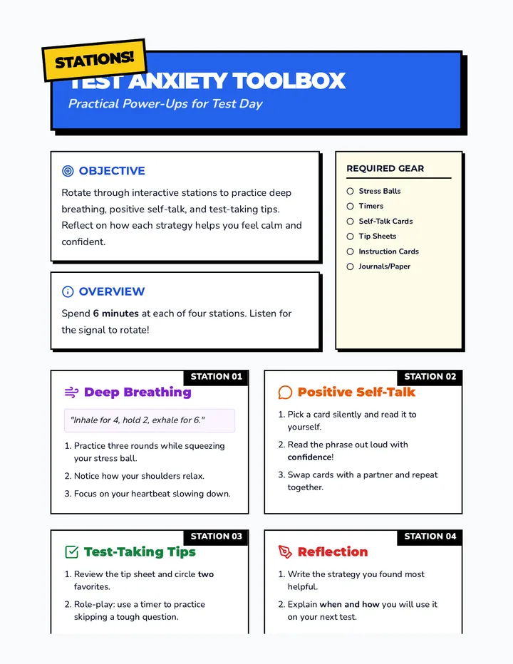 Test Anxiety Toolbox Activity
