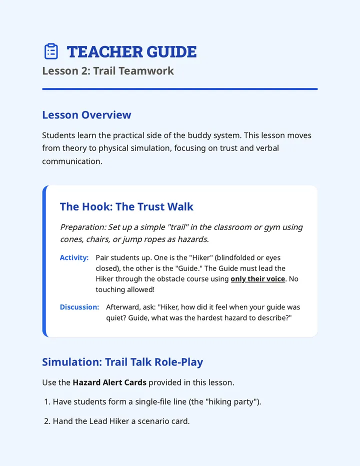Trail Teamwork Teacher Guide