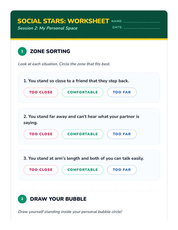 My Personal Bubble Worksheet