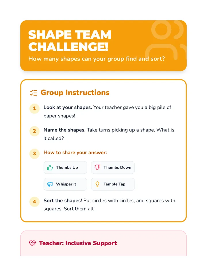 Shape Team Challenge Activity