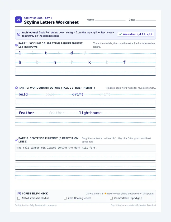 Skyline Letters Worksheet