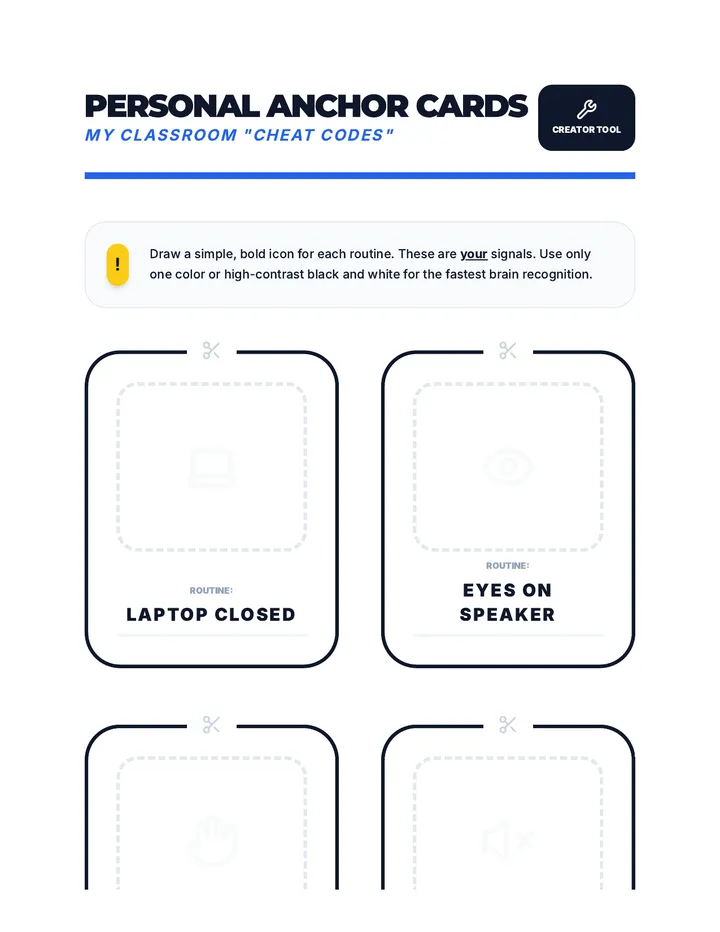 Personal Anchor Cards Template
