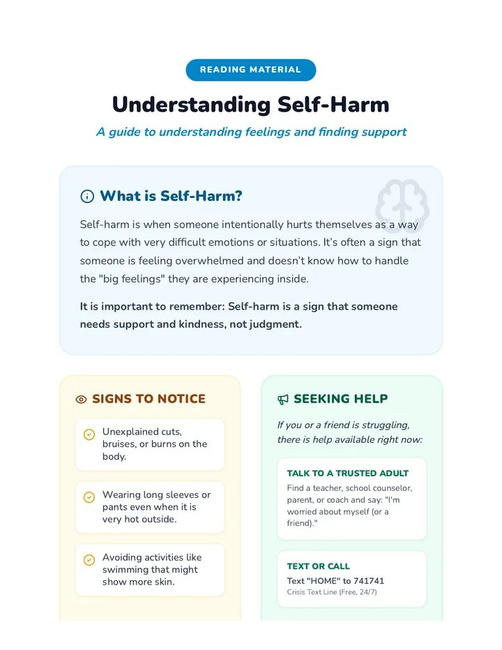 Understanding Self Harm Reading Handout