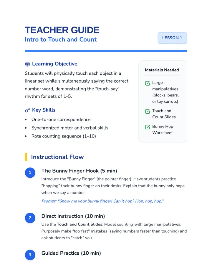 Touch and Count Teacher Guide