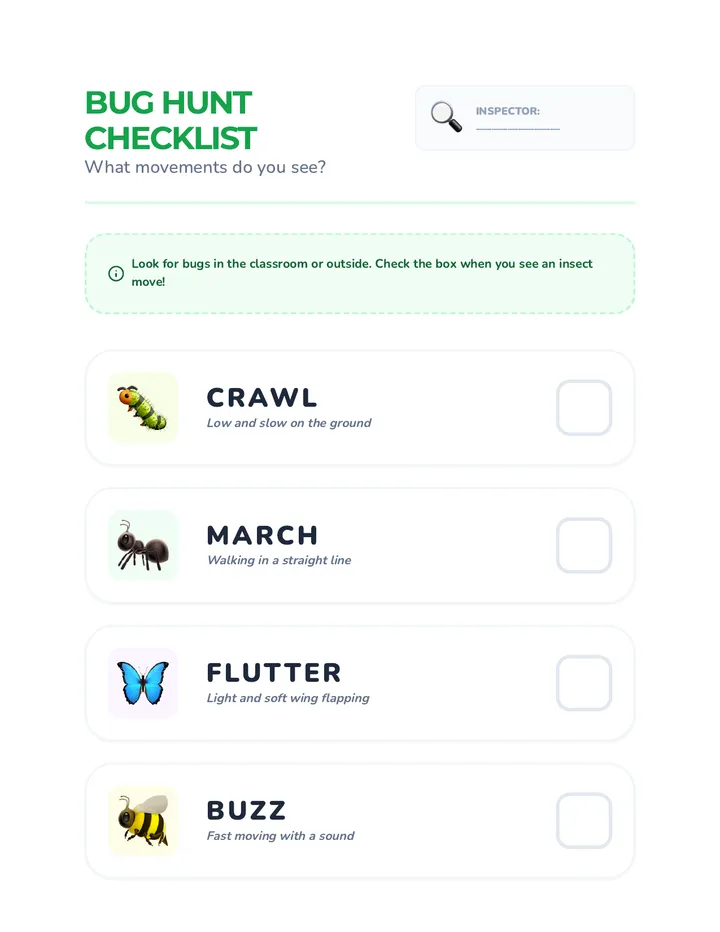 Bug Hunt Checklist Worksheet
