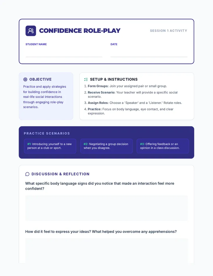 Confidence Role Play Activity