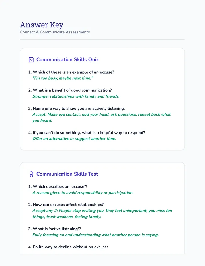 Communication Skills Answer Key