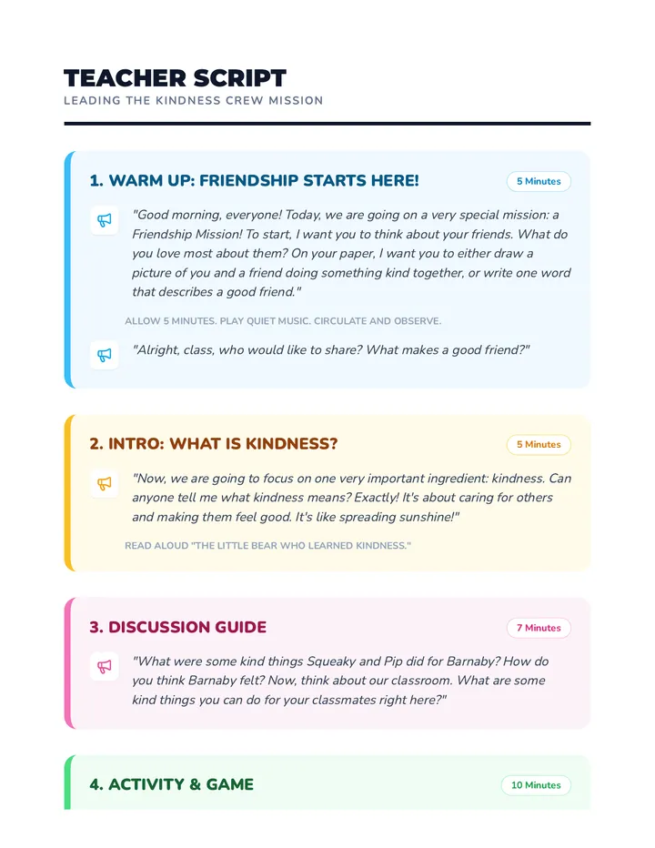 Kindness Crew Teacher Script