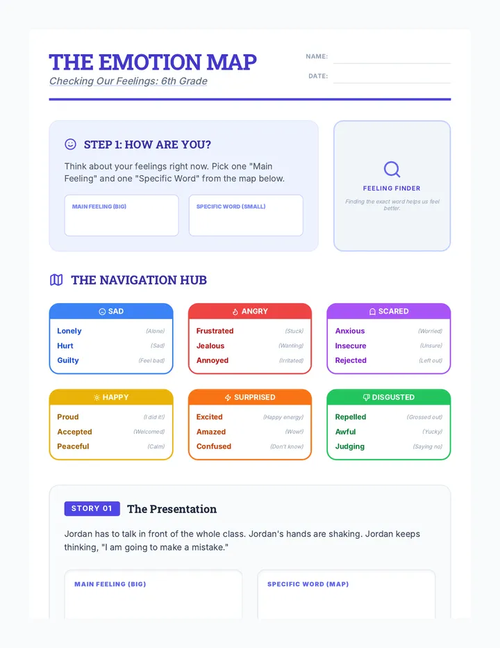 Emotion Map ELL Worksheet
