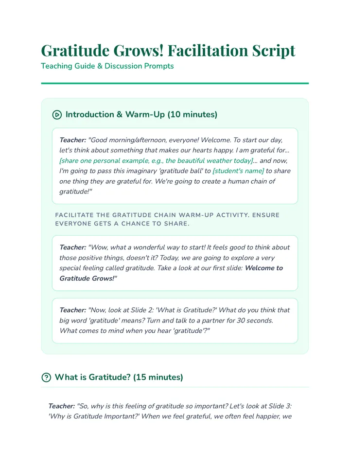 Gratitude Grows Script