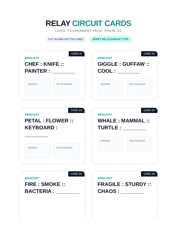 Relay Race Cards