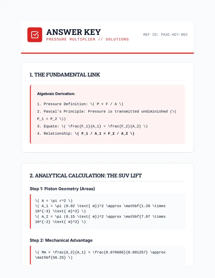 Pascal's Principle Answer Key