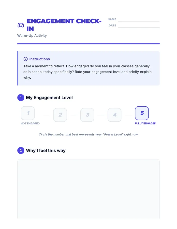 Engagement Check-in Warm Up